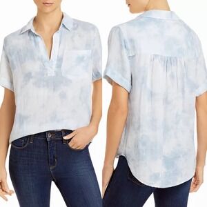 Rails Sz M Cotton Gauze Short Sleeve Shirt Savannah Cascade Tie Dye Top Relaxed